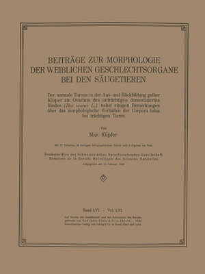 cover image of Beiträge zur Morphologie der Weiblichen Geschlechtsorgane bei den Säugetieren